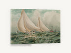 Yacht Race Under Full Sail, vintage racing yachts seascape, coastal canvas wall art print ready to hang