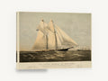 Meteor Under Full Sail, vintage schooner yacht sailing lithograph, coastal canvas wall art print ready to hang