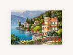 Lakeside Villa Terrace, floral canvas wall art print, front view