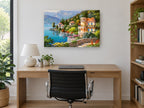 Lakeside Villa Terrace floral canvas print on the wall of a study