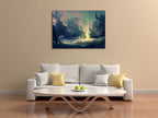 Dark Mysterious Forest Wall Art Print on the wall