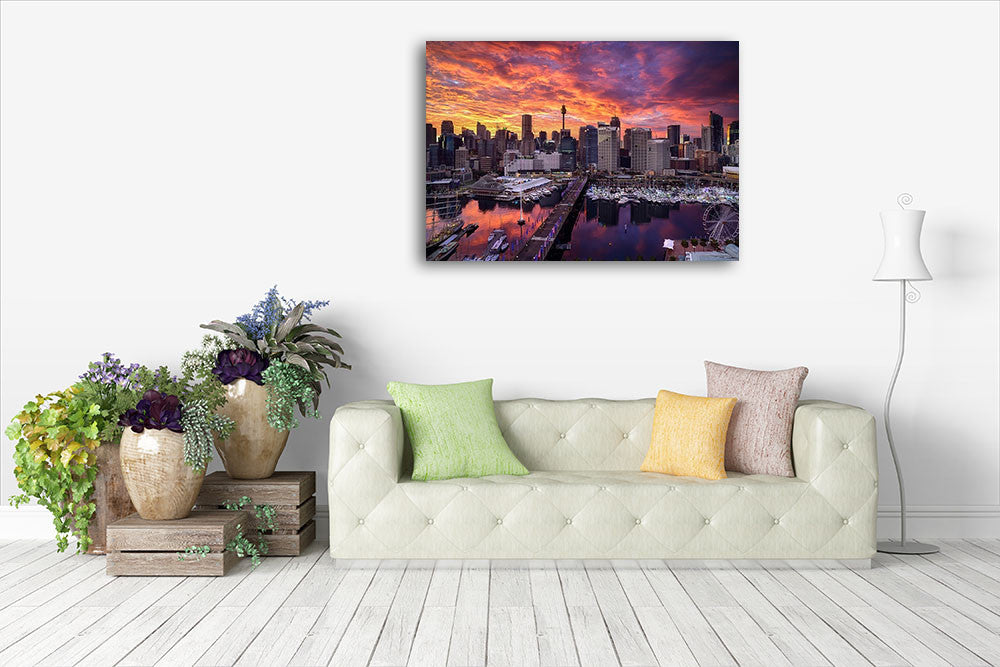 Darling Harbour Sydney Wall Art Print on the wall