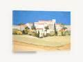 Hilltop Village Blue Sky, hilltop village landscape painting style, landscape canvas wall art print ready to hang