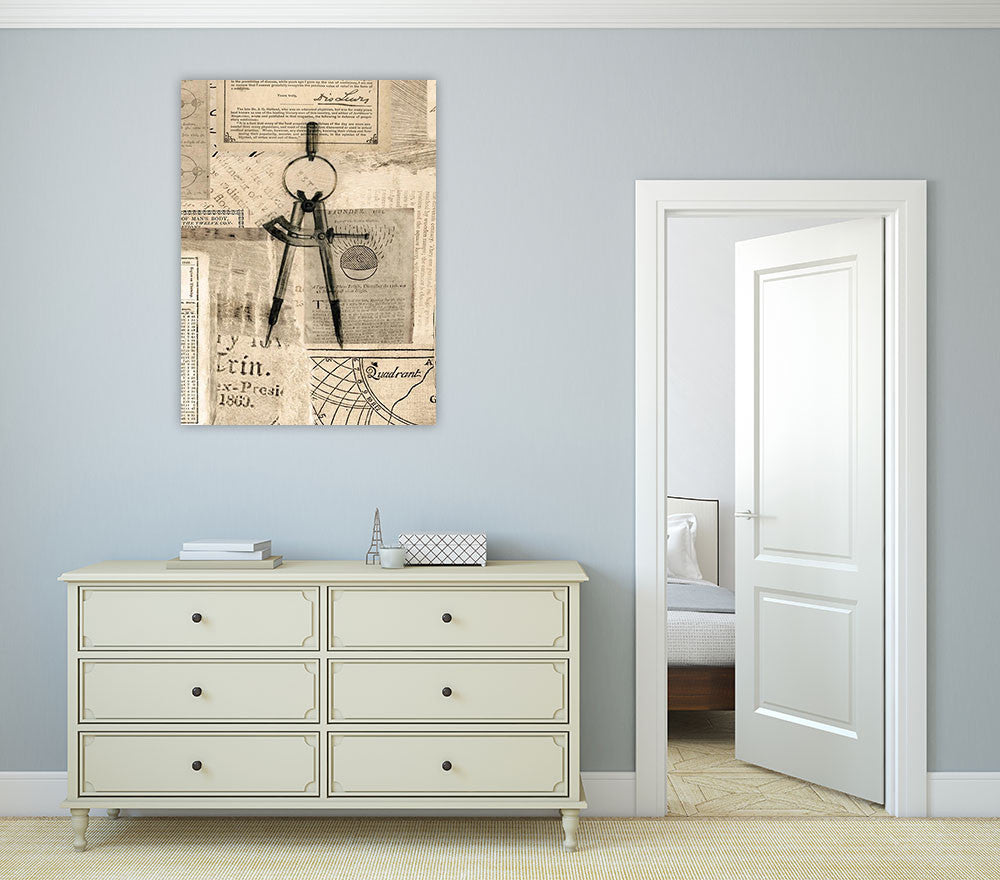 Drawing Compass Wall Art Print on the wall