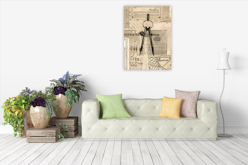 Drawing Compass Wall Art Print on the wall