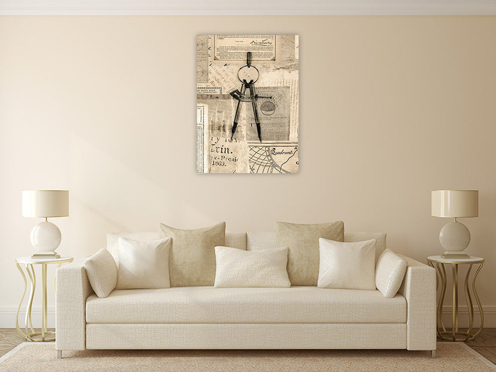 Drawing Compass Wall Art Print on the wall
