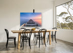 Dusk Along the Old Pier coastal canvas print on the wall of a dining room