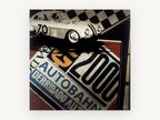 Autobahn Race Car 70, vintage canvas wall art print, front view