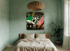 Autobahn Racer 81 vintage canvas print on the wall of a bedroom