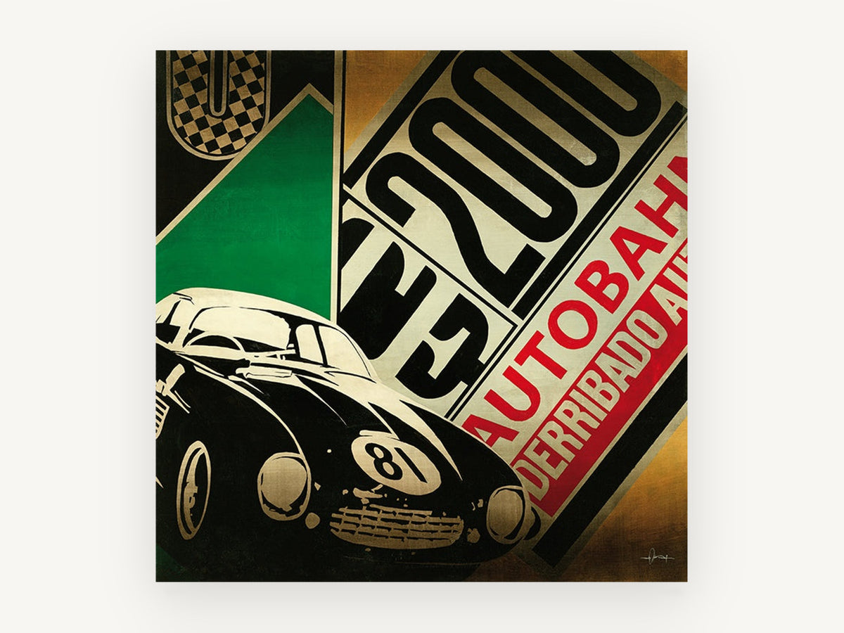Autobahn Racer 81, vintage canvas wall art print, front view