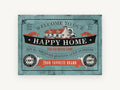 Welcome to Our Happy Home, vintage canvas wall art print, front view