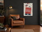 Be Positive Agent vintage canvas print on the wall of a charcoal living room