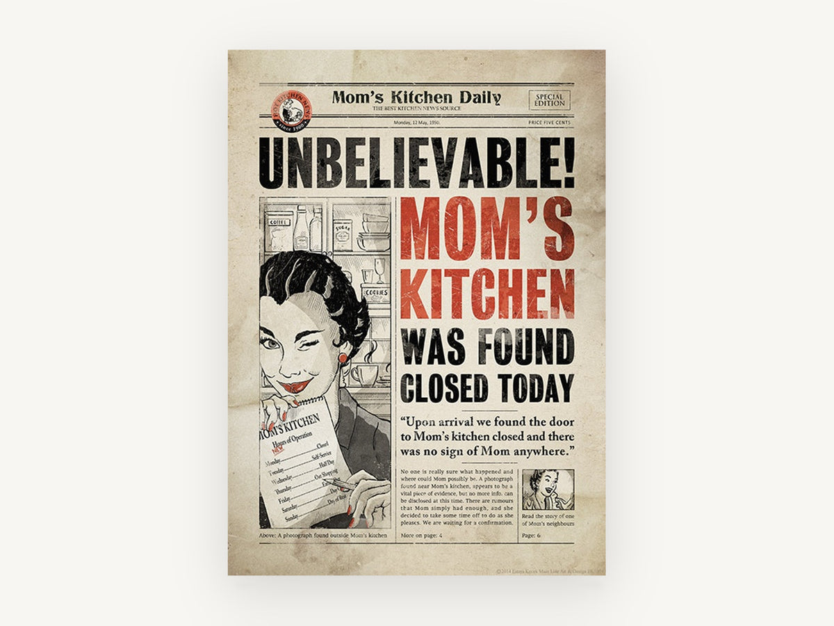 Mom's Kitchen Closed, kitchen canvas wall art print, front view