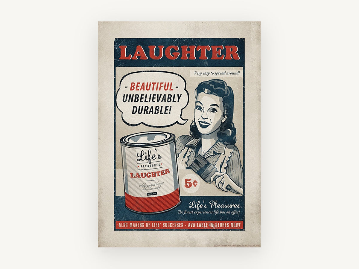 Laughter by the Can, vintage canvas wall art print, front view