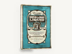 Morning's Healing Liquid, retro coffee label advertising poster, stretched canvas wall art print ready to hang