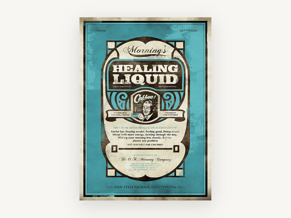 Morning's Healing Liquid, vintage canvas wall art print, front view