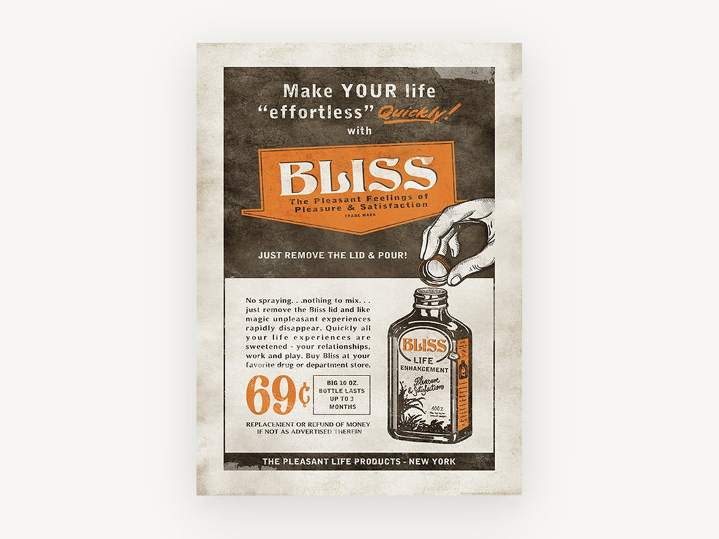 Bliss Life Enhancement, vintage canvas wall art print, front view
