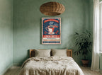 Love & Coffee Diner vintage canvas print on the wall of a bedroom
