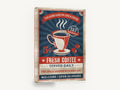 Love & Coffee Diner, retro fresh coffee cafe poster, stretched canvas wall art print ready to hang