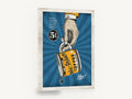 Happy To The Last Drop, retro coffee mug advertising poster, stretched canvas wall art print ready to hang