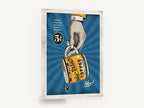 Happy To The Last Drop, retro coffee mug advertising poster, stretched canvas wall art print ready to hang