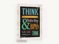 Think Only Positive, retro positive thinking typography poster, stretched canvas wall art print ready to hang