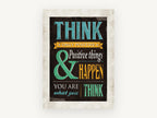 Think Only Positive, vintage canvas wall art print, front view