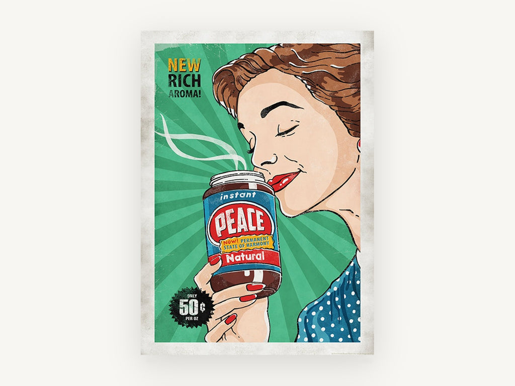 Instant Peace Jar, vintage canvas wall art print, front view