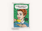 Where There's Tea, retro pop art tea quote poster, stretched canvas wall art print ready to hang