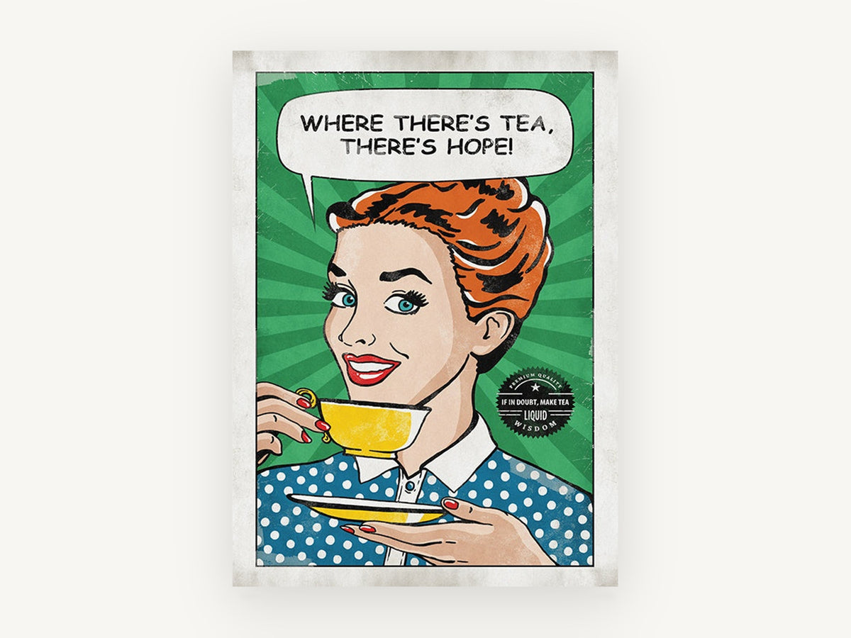 Where There's Tea, vintage canvas wall art print, front view