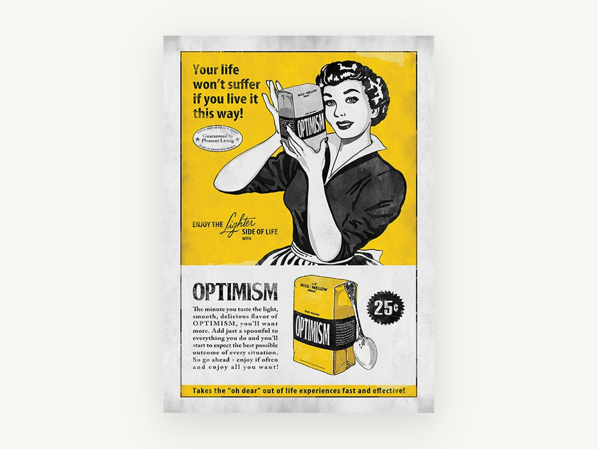 Optimism, One Pound, vintage canvas wall art print, front view