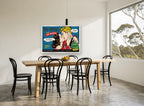 True Romance Kiss vintage canvas print on the wall of a dining room