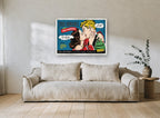 True Romance Kiss vintage canvas print on the wall of a living room