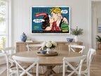 True Romance Kiss vintage canvas print on the wall of a Hamptons dining room