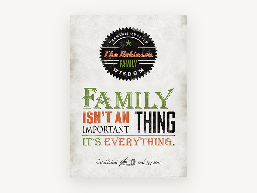 Family Is Everything, vintage canvas wall art print, front view