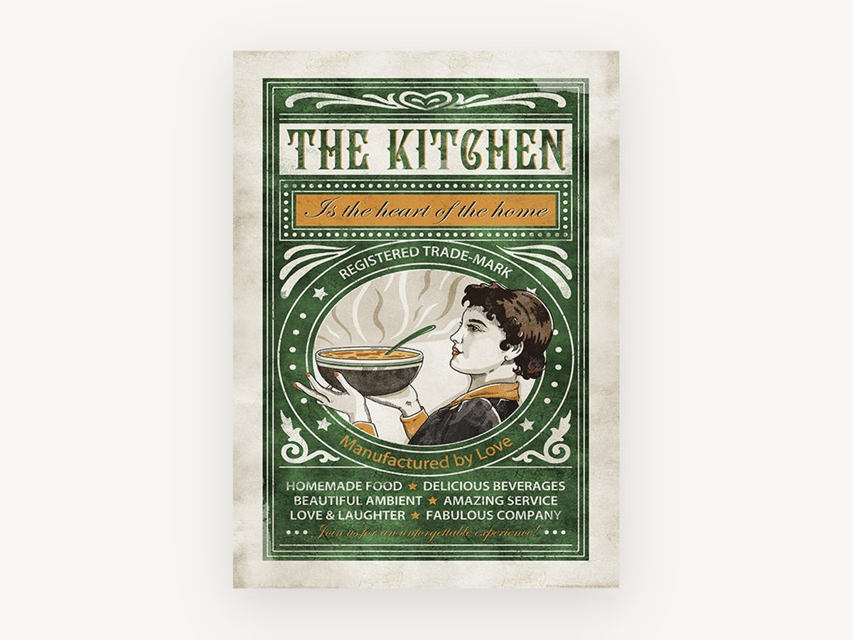 Heart of the Home, vintage canvas wall art print, front view