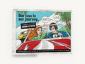 Our Love Is Our Journey, retro comic style love journey, stretched canvas wall art print ready to hang