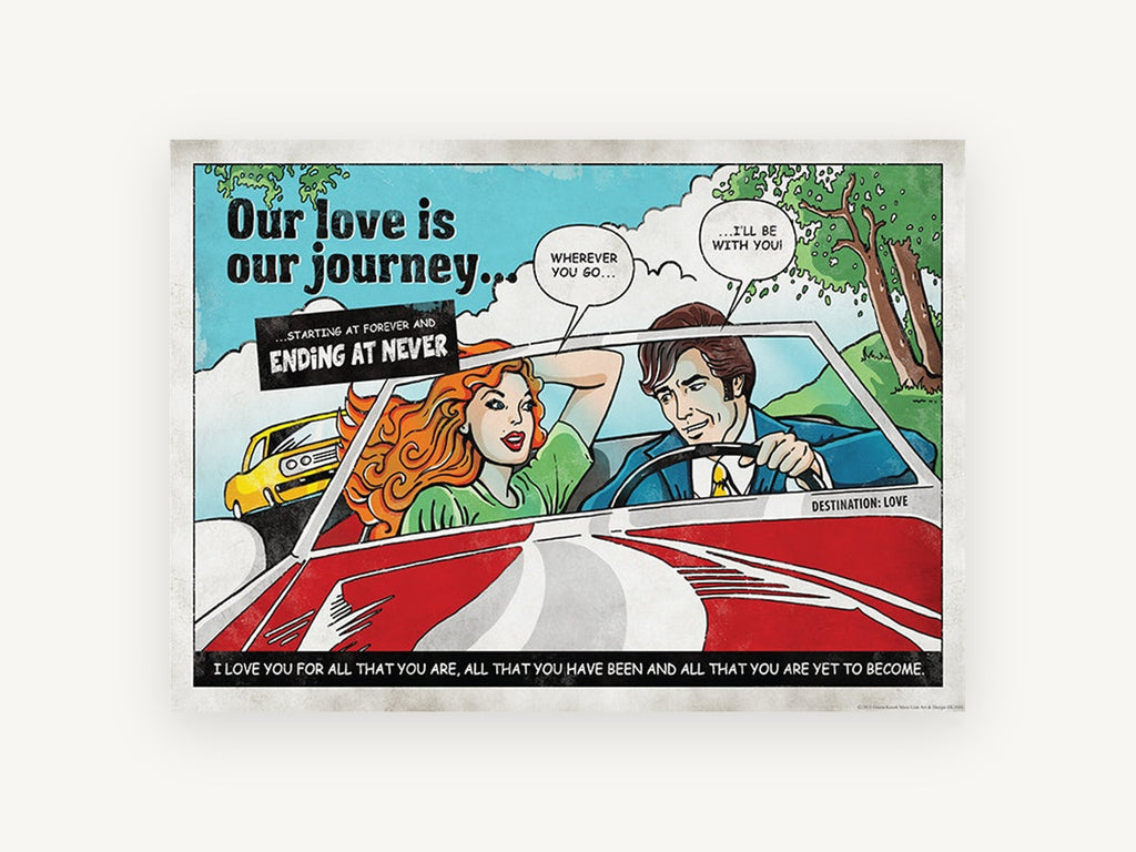Our Love Is Our Journey, vintage canvas wall art print, front view