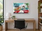 Our Love Is Our Journey vintage canvas print on the wall of a study