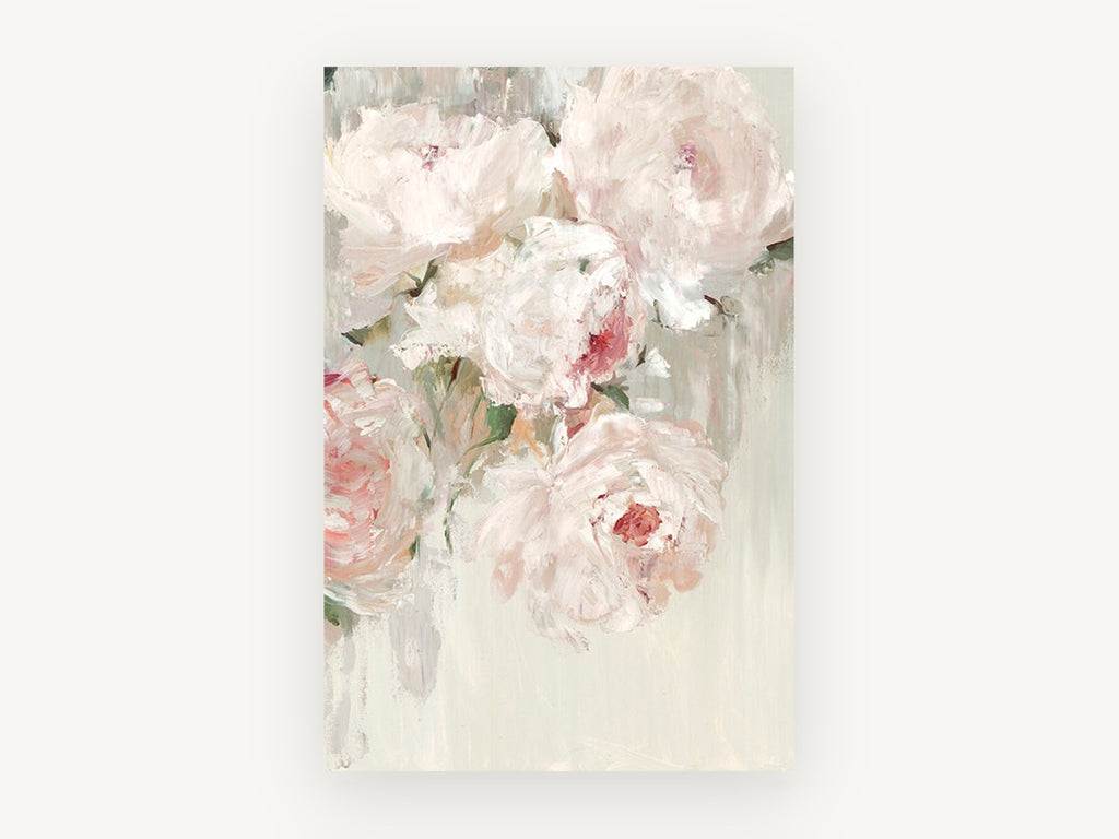 Blush Peony Drift, floral canvas wall art print, front view