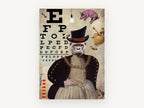 Fearless Gorilla Eye Test, gorilla eye chart collage illustration, animal canvas wall art print, front view