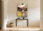 Dreaming Camel Collage animal canvas print on the wall of a hallway