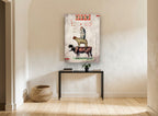 Farmyard Stack Collage animal canvas print on the wall of a hallway