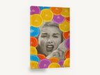 Citrus Sneeze, citrus slices retro collage portrait, kitchen canvas wall art print ready to hang
