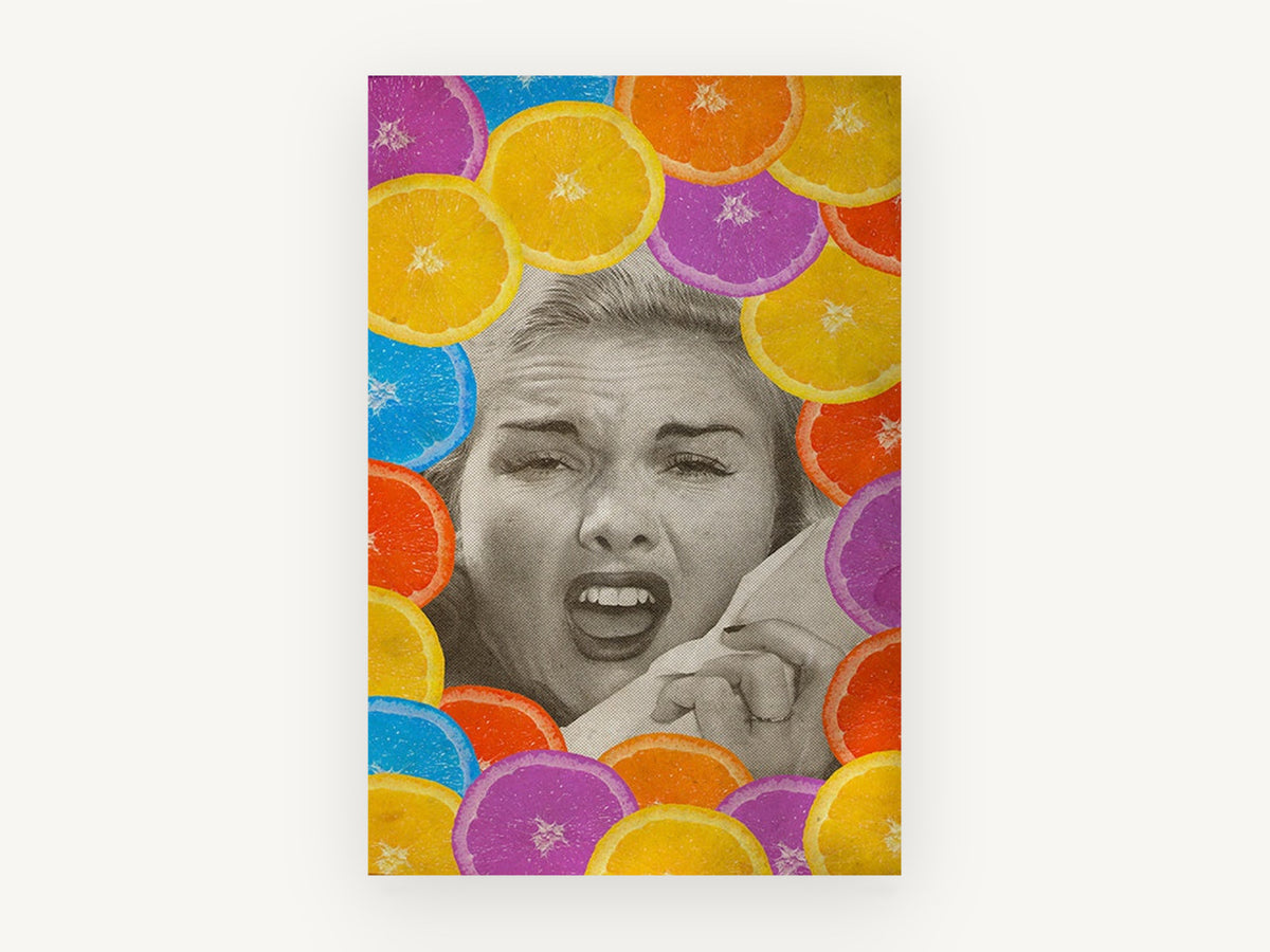 Citrus Sneeze, kitchen canvas wall art print, front view