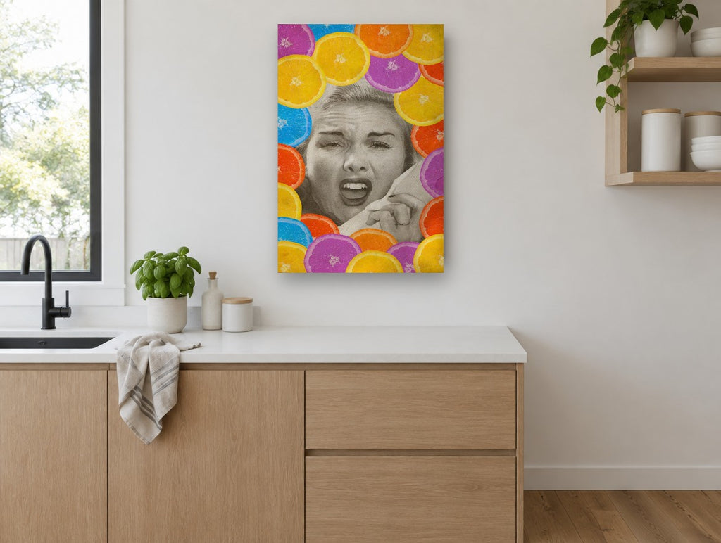 Citrus Sneeze kitchen canvas print on the wall of a kitchen