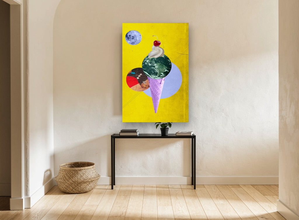 Earth Scoop Cone kitchen canvas print on the wall of a hallway