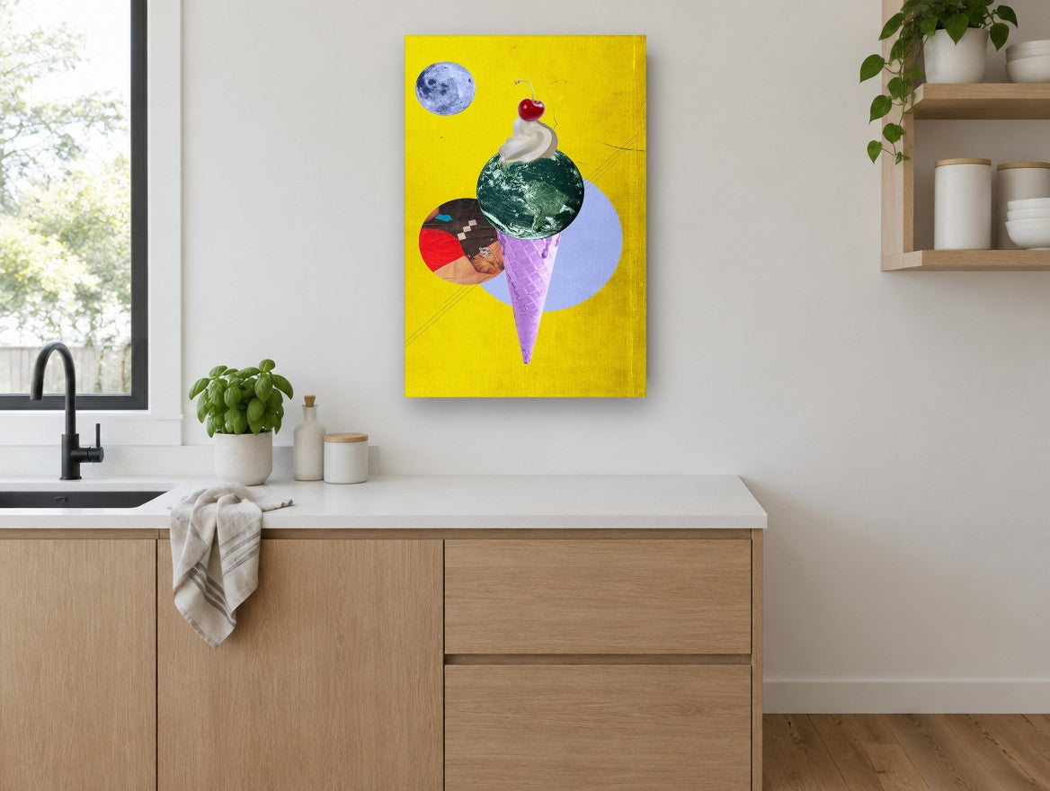 Earth Scoop Cone kitchen canvas print on the wall of a kitchen