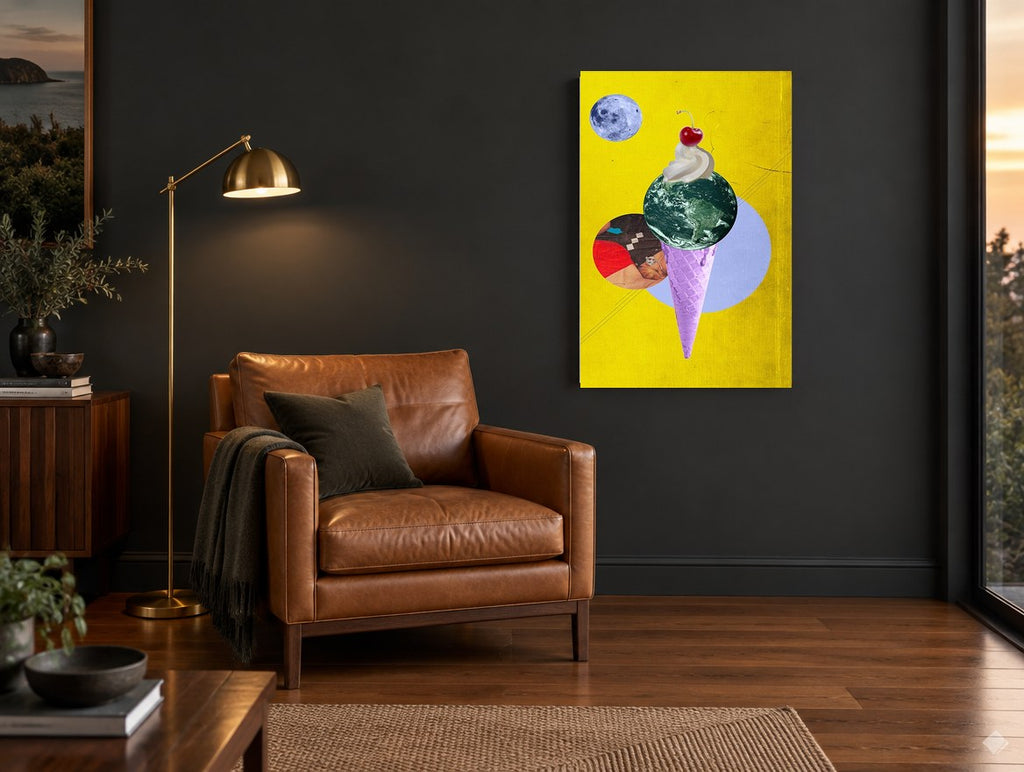 Earth Scoop Cone kitchen canvas print on the wall of a charcoal living room