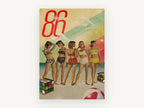 Retro Beach Line-Up, coastal canvas wall art print, front view